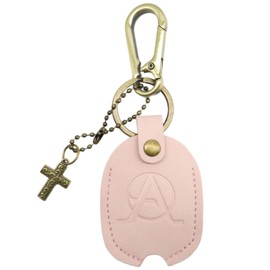 LVYOUME Car Key Cover Initial Letter Brushed Hook Keychain Universal Sleeve for Broken Keys,Caps for House for Men Women, Pink-brushed Brass-a