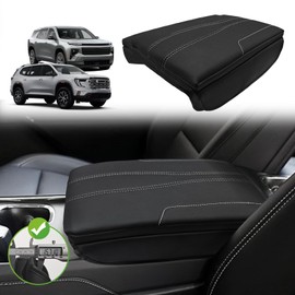 Muslogy Center Console Cover 1-Inch Extra Thick Armrest Pad Compatible with 2024 2025 GMC Acadia & Chevy Traverse&2025 Buick Enclave Arm Rest Cushion Padding Anti-Scratch Console Leather Lid Protector