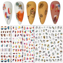 DZHILHMX Nail Stickers - 3D Self Adhesive, Graffiti, Funny, Abstract, Manicure Decals, with Kit, for Nail Art Decoration