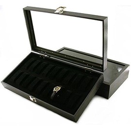 FindingKing 2Pc 18 Watch Glass Top Display Cases