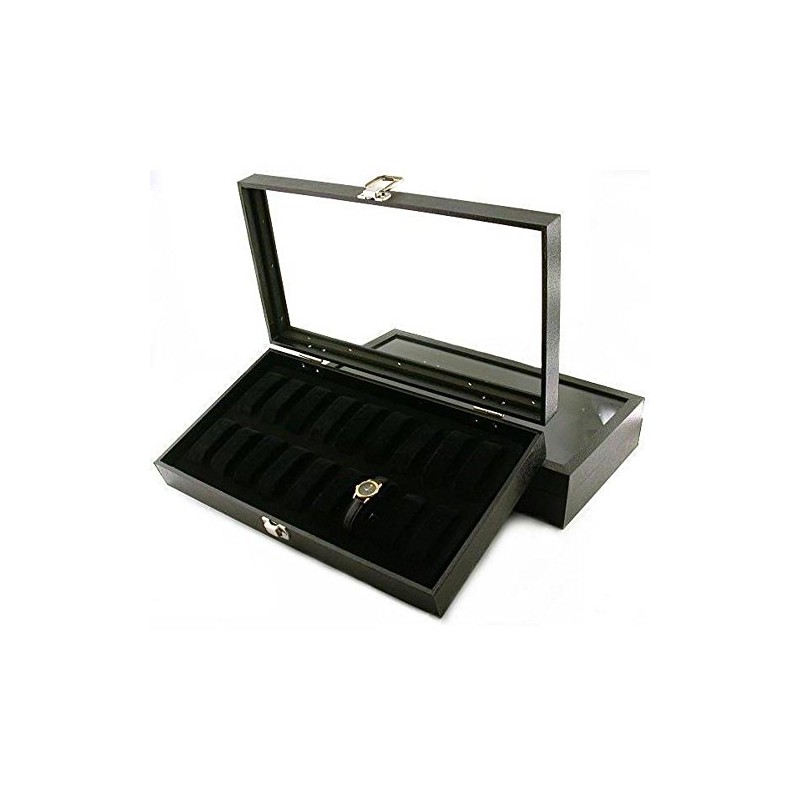 FindingKing 2Pc 18 Watch Glass Top Display Cases