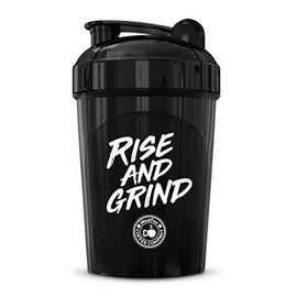 MIXT Energy Rise And Grind Shaker Bottle, 16 oz. Shaker Bottle, BPA Free & Lid Mixing Technology (16 oz, Black)