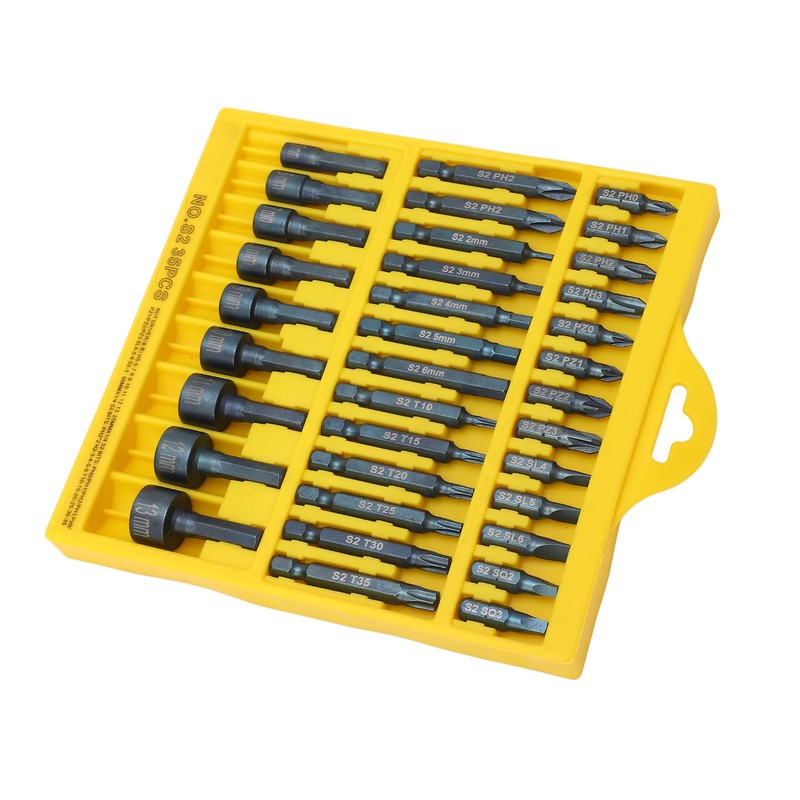 35Pcs Screwdriver Bit Set Magnetic S2 Steel 1/4in Hex Shank