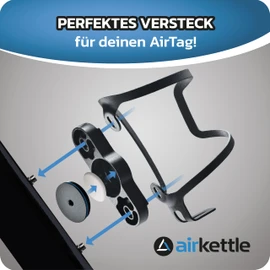Airkettle® Trinkflaschenhalter mit AirTag-Aufnahme | Flaschenhalter und Fahrrad Tracker aus Aluminium | AirTag Versteck für Fahrrad | Fahrrad Diebstahlsicherung | AirTag Getränkehalter