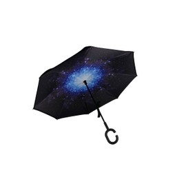 Reverse Durable Umbrella, Windproof and Reversible Double-Layer Inverted Umbrella for Women and Men (Starry Sky)