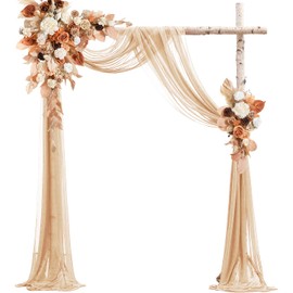 Taeku Wedding Arch Draping Fabric – 30" x 20FT Sheer Chiffon Backdrop Curtain for Ceremony, Bridal Shower, Party or Outdoor Decor – Soft Flowing Fabric for Arches Aisles (Champagne)