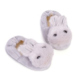Enteer Baby Girls' Rabbit Slipper (7-8 M US Toddler, T-Grey)