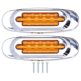 Pair 16LEDs Taillight Electroplated Trim Side Marker Auto External Lamps for 12V/24V Car Truck PickupYellow Lens