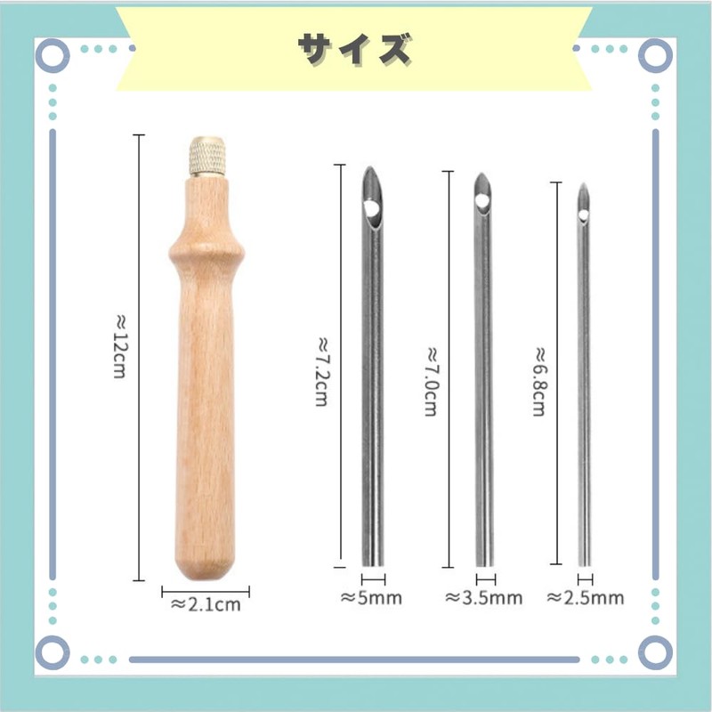 ideastore Embroidery Punch Needle with Threader Handmade 2.5mm/3.5mm/5.0mm Set of
