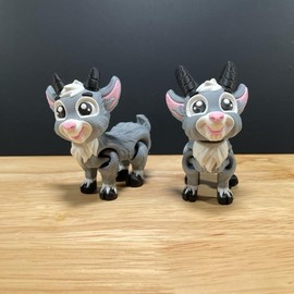 3D Printed Goat Figurine Desk Buddy - Color: Long Horn