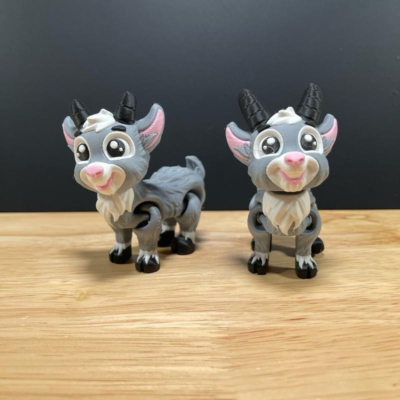 3D Printed Goat Figurine Desk Buddy - Color: Long Horn
