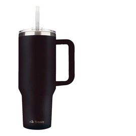 40 oz Tumbler With Handle and Straw Made of Stainless Steel - Double Wall Vacuum Insulated Tumbler With Lid - Sweat Proof Easy Grip, BPA-Free, Dishwasher Safe Tumbler (Black)