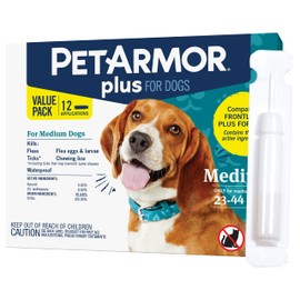 PetArmor Plus for Medium Dogs 23-44 lbs, Flea and Tick Protection for Dogs, Long-Lasting and Fast-Acting Topical Dog Flea Treatment, 12-Month Supply