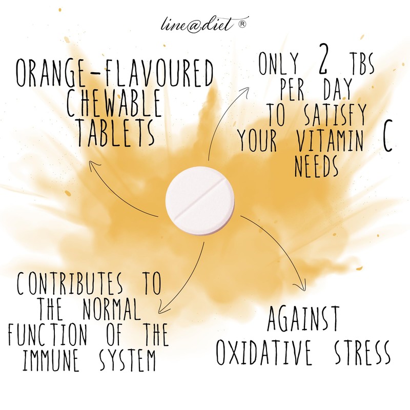Vitamin C Line@diet | 120 Chewable Tablets | Orange Flavour
