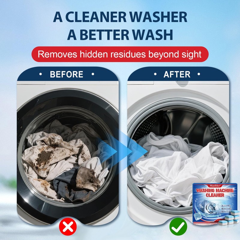 Washing Machine Cleaner Tablets 24 Pack - Deep Cleaning &