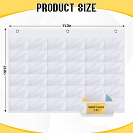 Fullhawl 2 Pcs 3" x 5" Index Card Holder Sleeve 36 Card Slots Organizer Holder, Pocket Chart, Oxford Note Sleeve, Hanging Wall Mount Pocket for Studying, Organizing, Office, Library Tracking Workflow