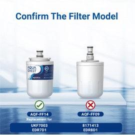 AQUACREST UKF7003 Refrigerator Water Filter, Replacement for Maytag UKF7003, UKF7002AXX, Whirlpool EDR7D1, UKF7003AXX, UKF7002, 7003AXXP, UKF7001AXX, UKF6001AXX, UKF5001, 2 PACK