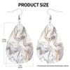 Grey White Marble Print Faux Leather Earrings for Women Marble