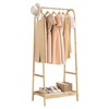 IDEALHOUSE Bamboo Clothes Rack, Freestanding Clothing Rack with Storage Shelf