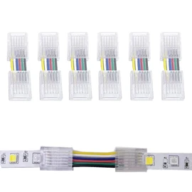 SHAOYAYAZHANG 6 Pin L/H Shape LED Strip Light Connector Waterproof or Non-Waterproof Adapter Transparent Solderless Connector for 12mm 5050 RGBW CCT 12V 24V LED Light Bar