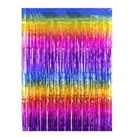Drucilla Tinsel Curtains Glitter, Tinsel Glitter Curtain, Foil Fringe, Metallic Streamers Background for Parties, Photo, Birthday Decoration, Wedding, 1 m x 2 m, Light Gradient 01