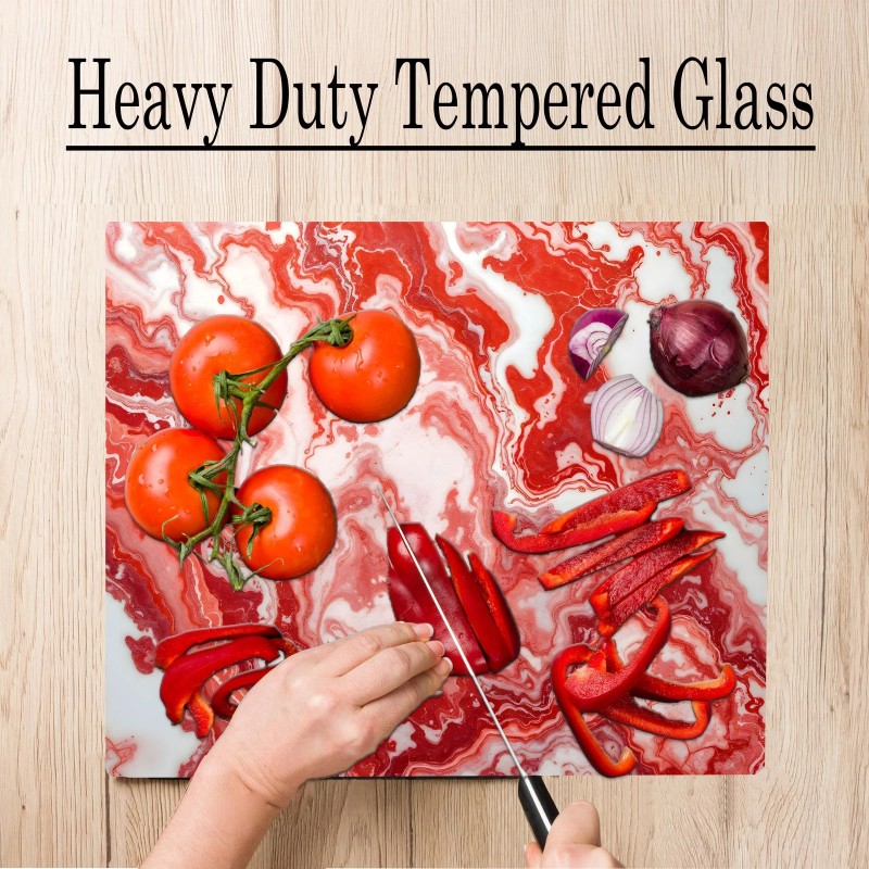 DAJDC Light Dark Red Marble Kitchen Glass Cutting Board Ocean