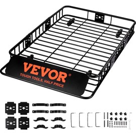 VEVOR Roof Rack Cargo Basket, 64" x 39" x 6" Rooftop Cargo Carrier with Extension, Heavy-Duty Steel 200 LBS Capacity Universal Roof Rack Basket, Luggage Holder for SUV, Truck
