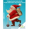 Vintage Scooter Santa Double-Sided Window Cling Sticker - Christmas Window
