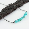 Natural Blue Apatite Chips Bar Necklace, Energy Healing Crystals, Birthday,