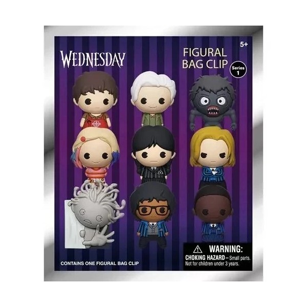 Monogram Wednesday Addams Figural Bag Clip w/Mystery Foam Clip