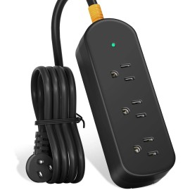 Unbranded Surge Protector Power Strip 3 Outlets 3-10ft Extension Cord 1875W Mountable - Black 3 Outlets, 6Ft