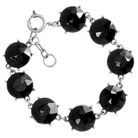 Rosemarie Collections Women's Rhinestone Link Fashion Bracelet (Silver Tone/Jet Black)