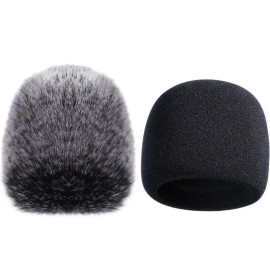 For Blue Yeti and Yeti Pro Furry windscreen + Foam windscreen Wind Cover for Blue Yeti Wind Noise Reduction