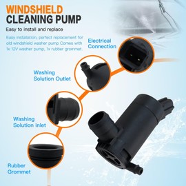 HaeKap Windshield Washer Pump w/Grommet Replacement for Ford E150 E250 E350 E450 F150 F250 F350 F450 F550 F650 F750 Replaces WG-318 8C3Z17664A