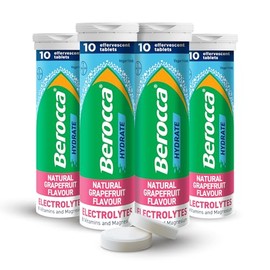 Berocca Hydrate - Electrolytes for Fast Hydration & B Vitamins, Enhance Hydration & Energy Support, Food Supplement with Natural Grapefruit Flavour, Effervescent Tablets (40 Tablets)