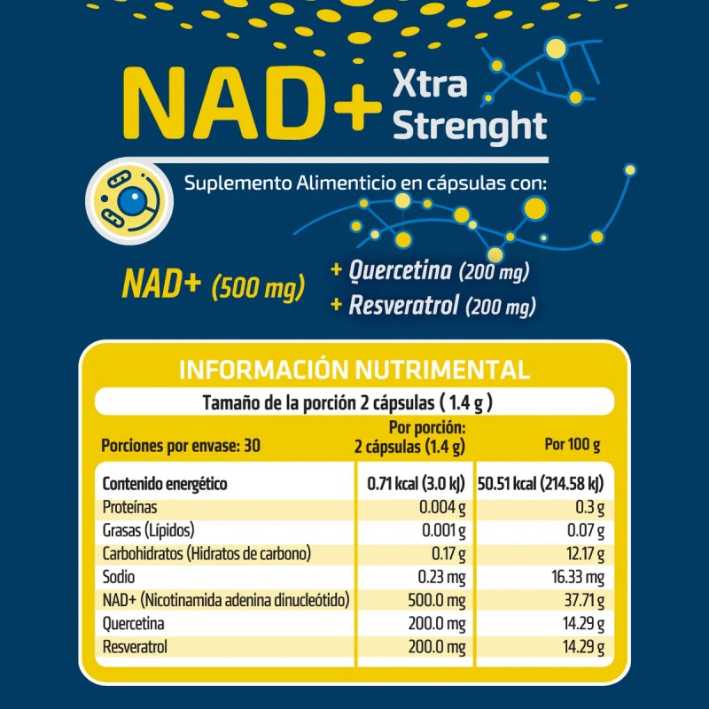 HEALTHADDICTION - NAD Xtra Strength Suplemento Alimenticio con NAD, Quercetina