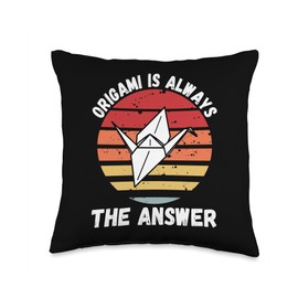 Vintage Origami Is Always The Answer Origami Lover Vintage Origami is Always The Answer Retro Art Lover Throw Pillow, 16x16, Multicolor