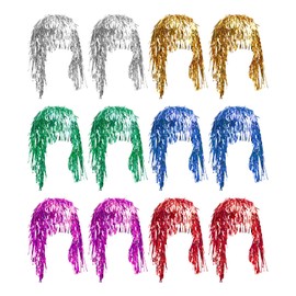 12 Pieces Of Foil Wig, Shiny Wig, Performance Props, Role-Playing Accessories, Ladies Party Wigs