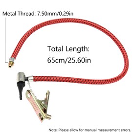 SEIWEI Bicycle Bike Tire Hand Air Pump Inflator Replacement Hose Tube 65cm/25.60in Air Pump Hose Rubber Tool Portable, Thread 7.5mm/0.29in
