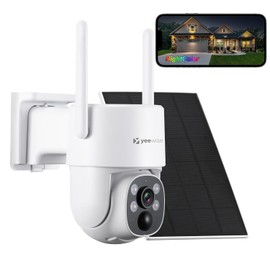 Yeewise 2K NightColor Solar Security Camera, Wireless Pan Tilt Battery Camera, Dual-Band Wi-Fi 6, Color Vision Day and Night, Smart PIR Detection, No Monthly Fee