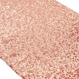 Time to Sparkle 12x108inch Glitter Sequin Table Runner Chair Sashes Swags Wedding Party Table Decoration Sequin Tablecloth- Sequin Rose Gold