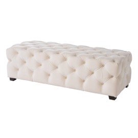 Christopher Knight Home Morris Fully Tufted Rectangular Ottoman, Ivory