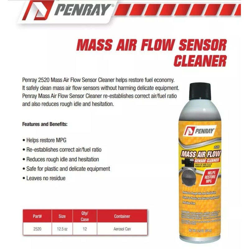 PENRAY 2520 Mass Airflow Sensor Cleaner 12/Case