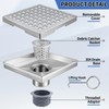 Boltigen Square Shower Drain, 304 Stainless Steel 4 inch Shower