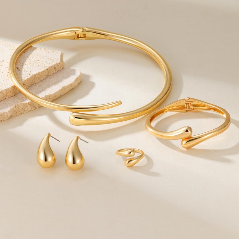 JEWELON 4 Pcs Statement Jewelry Set for Women – 14K