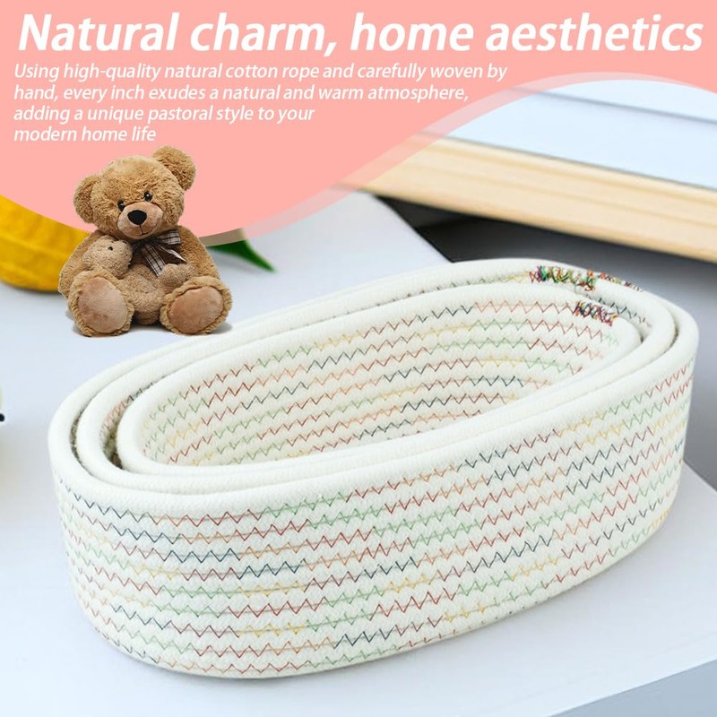 TOMVAES 3-Pack Woven Cotton Rope Storage Baskets, Oval Small, Medium,