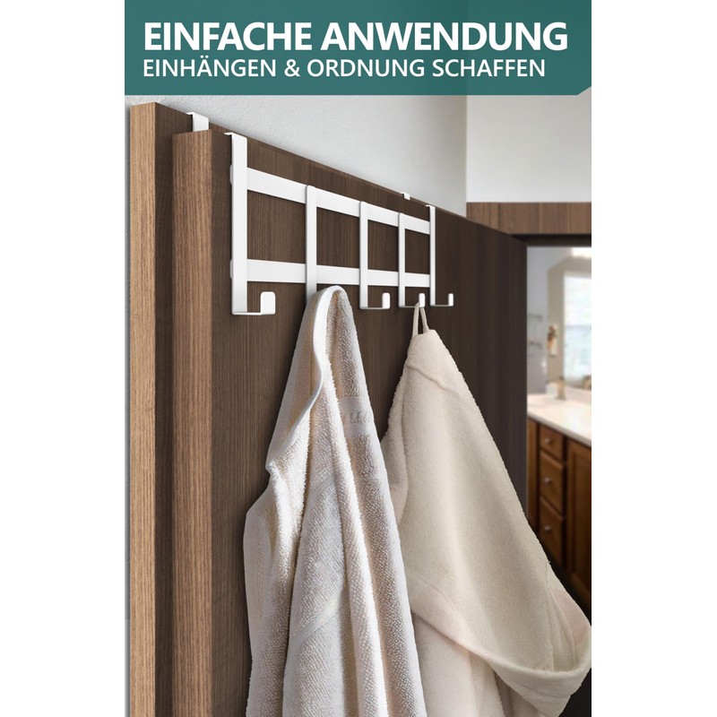 4smile Door Coat Rack for Hanging Inside - White Door