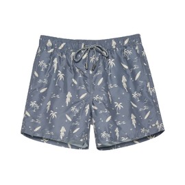 SURF CUZ Mens Swim Trunks Quick Dry Swim Shorts 7" Bathing Suit Swimming Trunks Pockets Beach Board Shorts Mesh Lining Swimwear Black Palm Tree Small