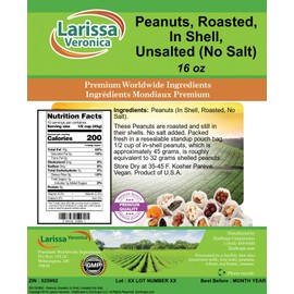 Peanuts, Roasted, In Shell, Unsalted (No Salt) (16 oz, ZIN: 525992) - 3 Pack