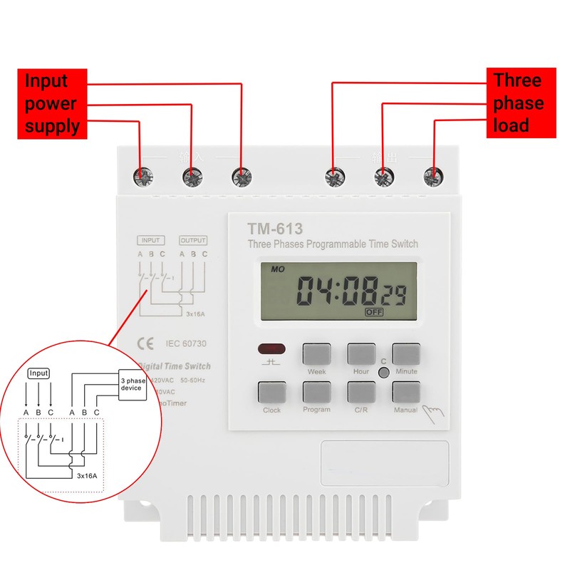 Three Phase Timer Switch Digital Weekly Programmable 380V Time Relay